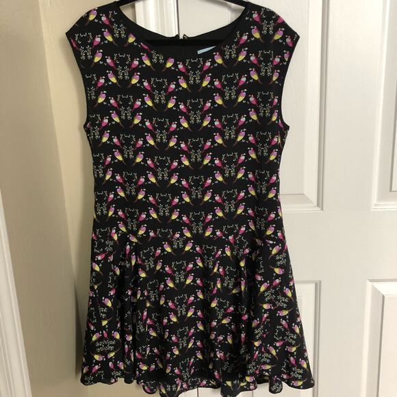 CeCe Bird Print Bitsy Loose Flare Dress EUC 12‎ - Picture 2 of 9